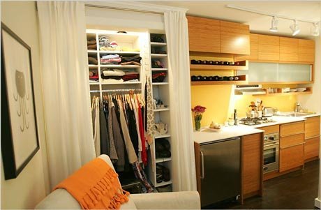 closet space, closet, small space, small space living, small room